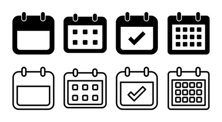 Calendar icon set illustration. Calender sign and symbol. Schedule icon symbol