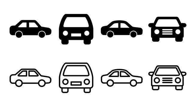 Car icon set illustration. car sign and symbol. small sedan