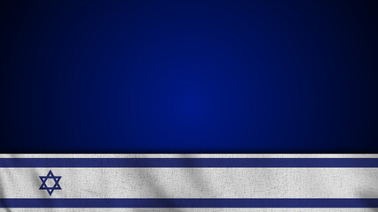 Long Realistic Israel Flag and Blank Background Area - 3D Illustration