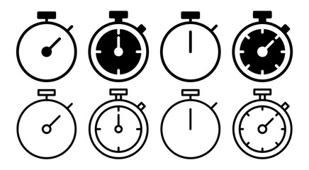 stopwatch icon set illustration. Timer sign and symbol. Countdown icon. Period of time