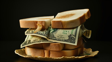 food crysis inflation with money sandwich concept - generative AI