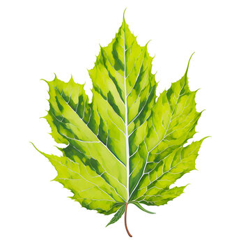 leaf picture, light green grape leaves, white background watercolor painting style, AI Generated