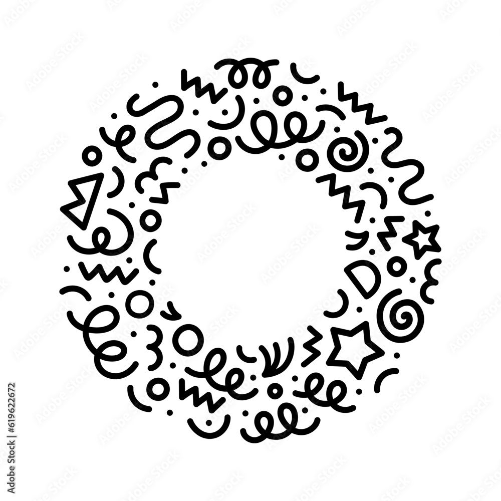Poster abstract black and white line doodle circle shape. creative minimalist style art round symbol for ch