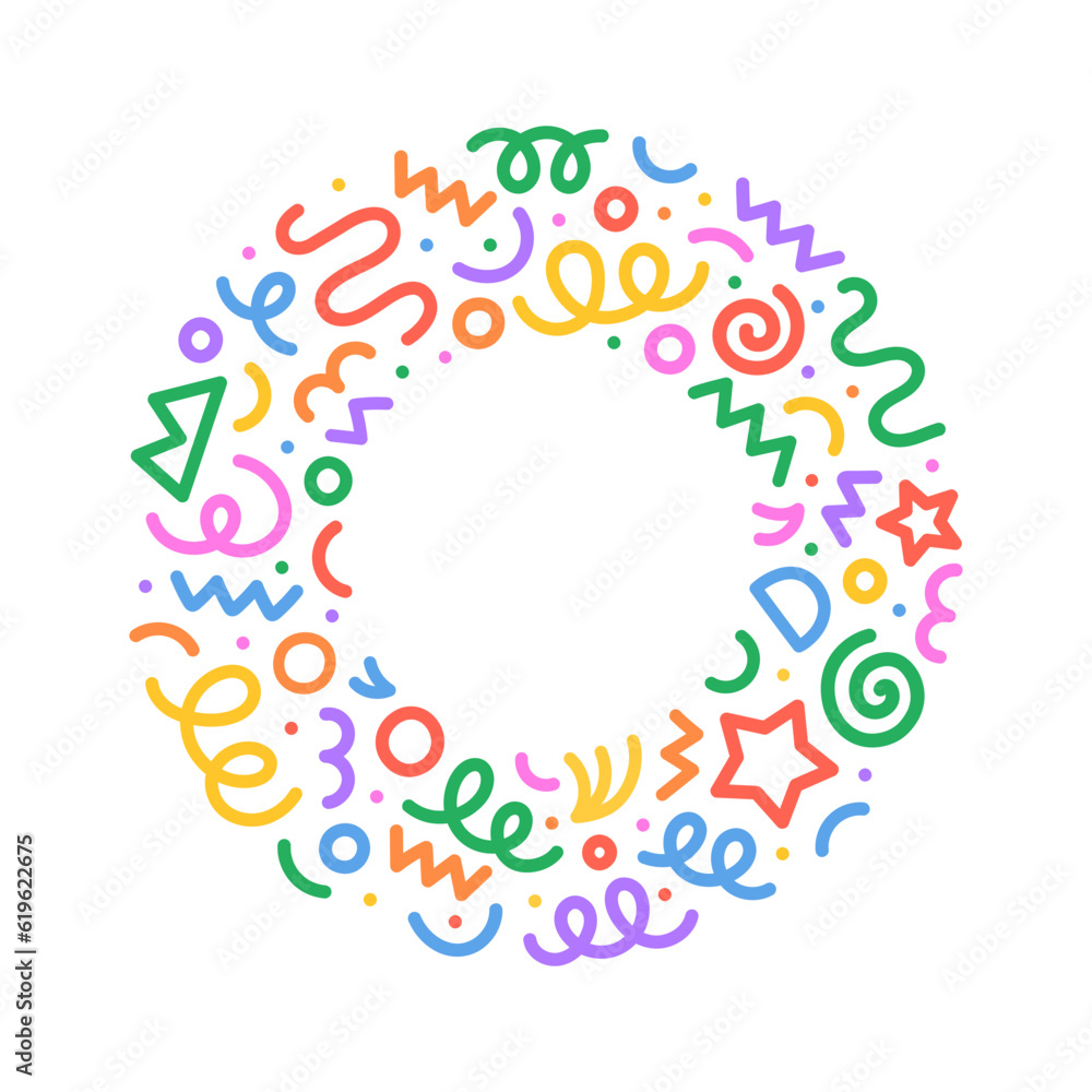 Poster fun colorful abstract line doodle circle shape. creative minimalist style art round symbol for child