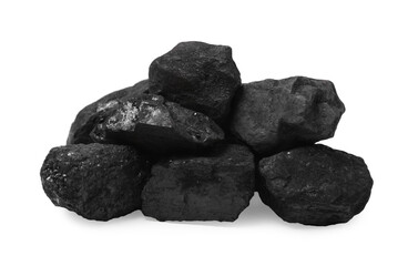 Obraz premium Pile of black coal isolated on white
