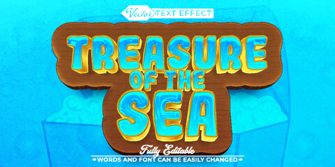 Cartoon Treasure Of The Sea Vector Editable Text Effect Template