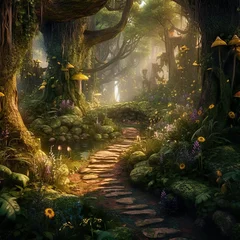 Wall murals Morning with fog An enchanting elven forest shrouded in mystic fog