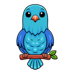 Cute forpus parrotlet bird cartoon on tree branch