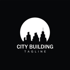Fototapeta premium Skyline Logo, Simple Modern Design of Skyscrapers, Vector Cityscape Buildings, Icon Silhouette Illustration