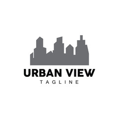 Fototapeta premium Skyline Logo, Simple Modern Design of Skyscrapers, Vector Cityscape Buildings, Icon Silhouette Illustration