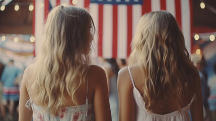 2 beautiful girls celebrating US independence day