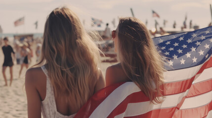 2 beautiful girls celebrating US independence day
