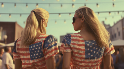 2 beautiful girls celebrating US independence day