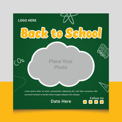 Back to school social media  posts design, Back to school social media post banner template, School admission social media template