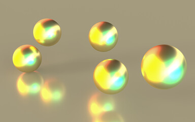 光輝く金の球体のアブストラクト