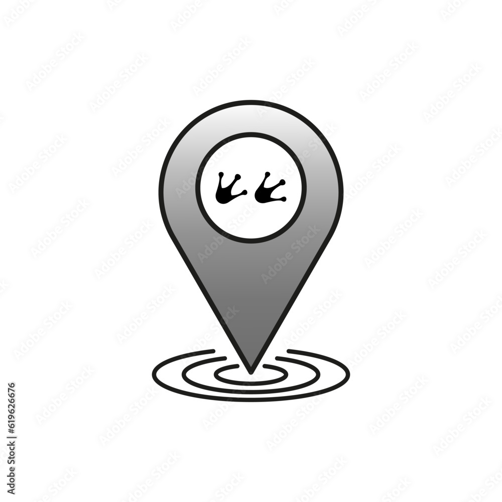 Aufkleber location duck paws pin. location pin pointer icon. vector illustration. stock image.
