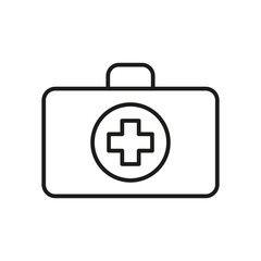 medical suitcase with a cross on the front side. bag with a handle with a cross icon. Vector illustration. stock image.