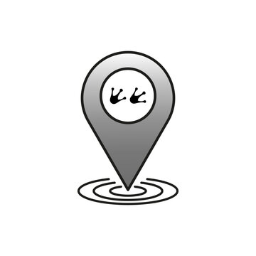 Location duck paws pin. Location pin pointer icon. Vector illustration. stock image.