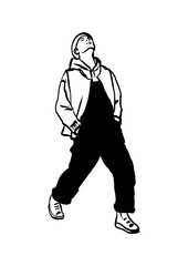 The man was dancing happily. hand drawn art