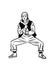 The man was dancing happily. hand drawn art