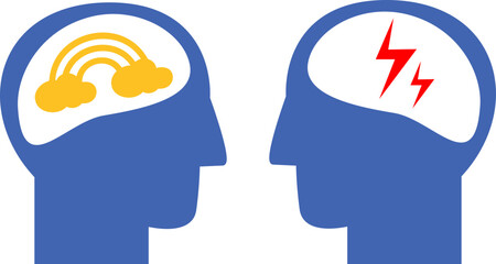 happy and sad mental condition in psychological state positive mind and negative concept icon