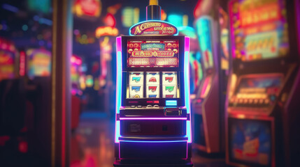 Close-up of a slot machine in a casino