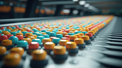 Drugs on the conveyor belt in a pharmaceutical factory
