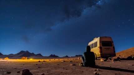 camper gazing at the stars in the Atacama Desert generative ai