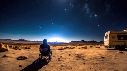 camper gazing at the stars in the Atacama Desert generative ai