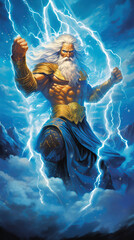 Fototapeta na wymiar Mighty Zeus, God of Olympus. Greek god. Mythology. Greece. AI generated image.