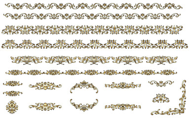 Set of gold antique decorative ruled lines and frames (with borders)