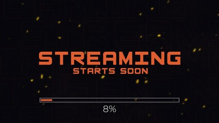 YouTube & Twitch Streaming Intro With Progress Bar, Glowing Particles, Grid Background, Orange Theme