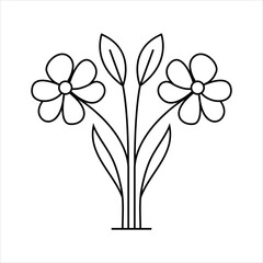 Minimal Floral Line Art: Decorative Illustration with Flower Elements