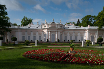 Chinese Palace in the Oranienbaum Palace and Park Ensemble on a sunny summer day, Lomonosov, St. Petersburg, Russia