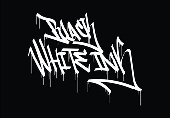 BLACK WHITE INK word graffiti art