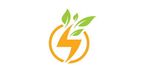 logo design eco flash icon vector inspiration