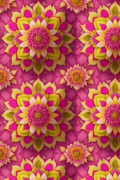 tapizado de flores color rosa y amarillo vectorial