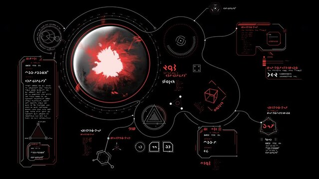 Planetary threats in an animated alien interface.