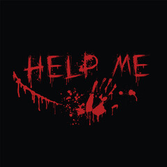 Blood splash help me English letters background