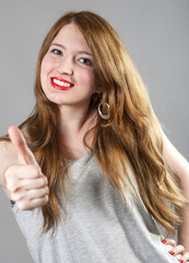 long haired girl smiling