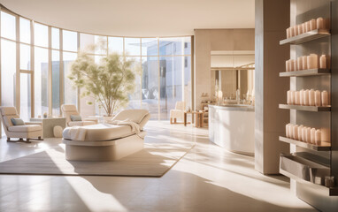 Beautiful Blurred Background of a Modern SPA Salon