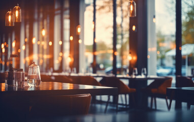 Fototapeta na wymiar Beautiful Blurred Background of a Modern Restaurant 
