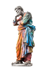 Fototapeta na wymiar ancient greek philosopher statue isolated on transparent background ,generative ai