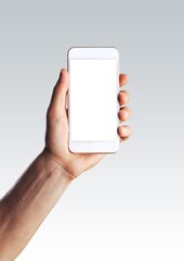 Human hand hold modern new smartphone