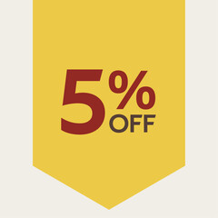 5% discount label. for sale. promotion. special offer promotion. discount percentage. vector flat design.