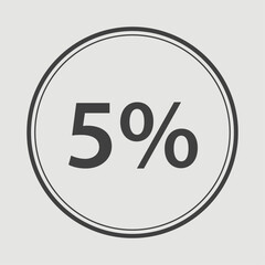 5% percent number icon black for discount, chemistry, laboratory, maths, finances, pharmacy. vector design.