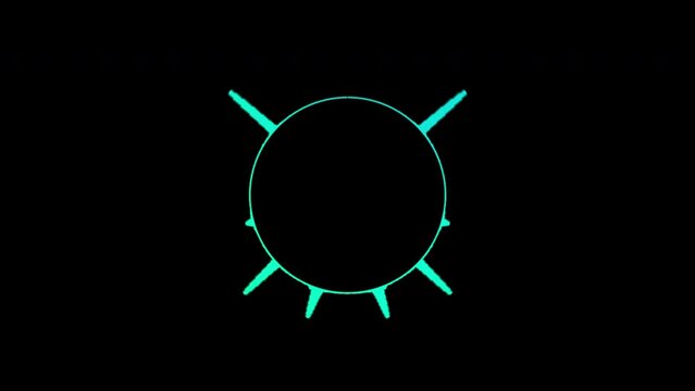 Green neon disco circle volume audio frequency wave spectrum on display loop animation background.