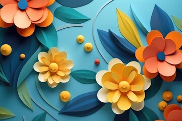 flowers on the blue background