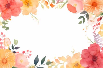 Fototapeta na wymiar flowers in watercolor frame flower frame