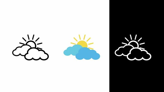 cloudy icon animation editable black white outline 
